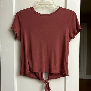 Pink Aerie tie back tshirt